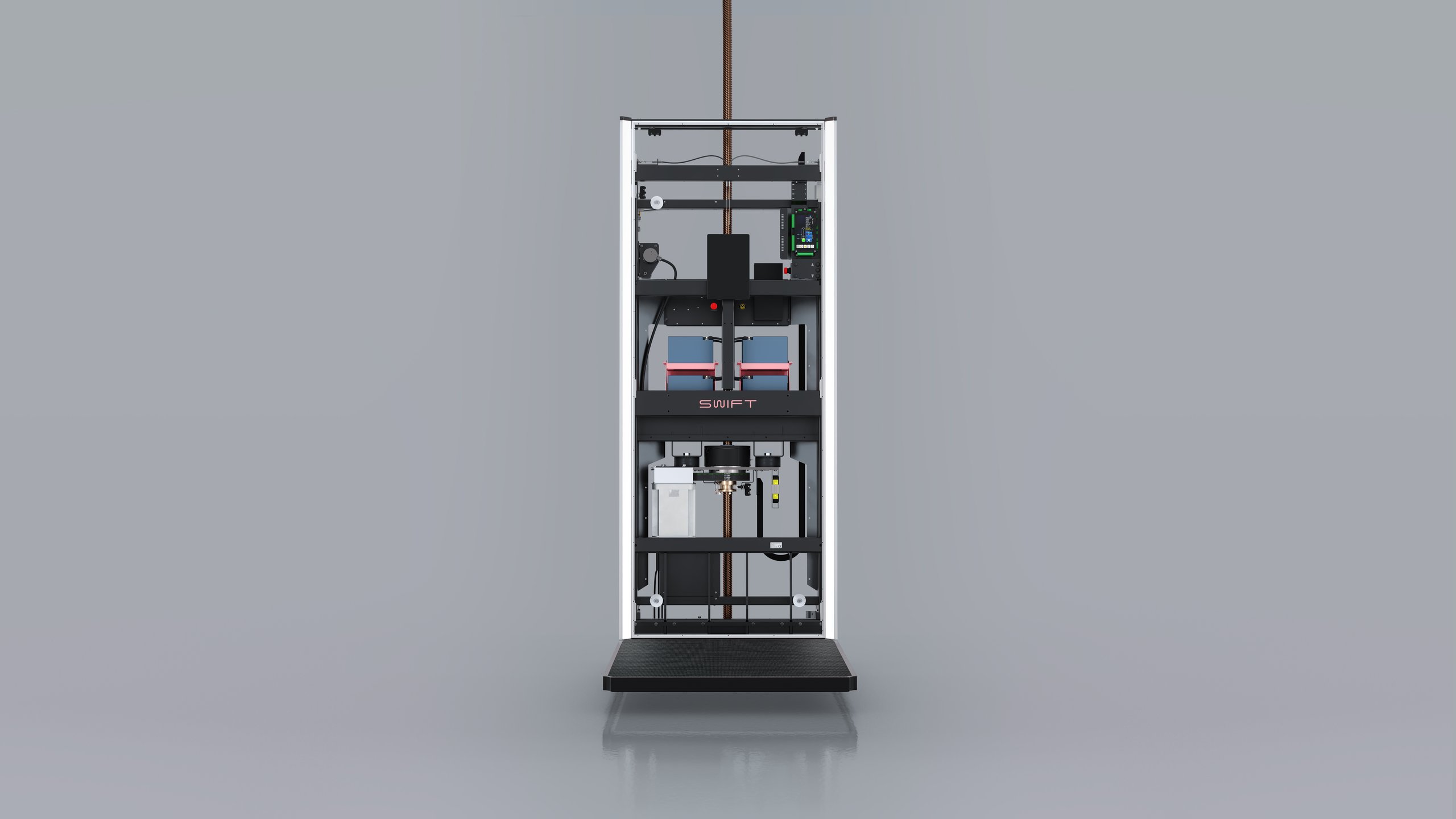 The front of a configured Swift Pro elevator carrier